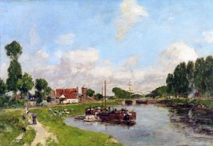 Chiatte sul canale a Saint-Valery-sur-Somme, 1891 da Eugene Louis Boudin